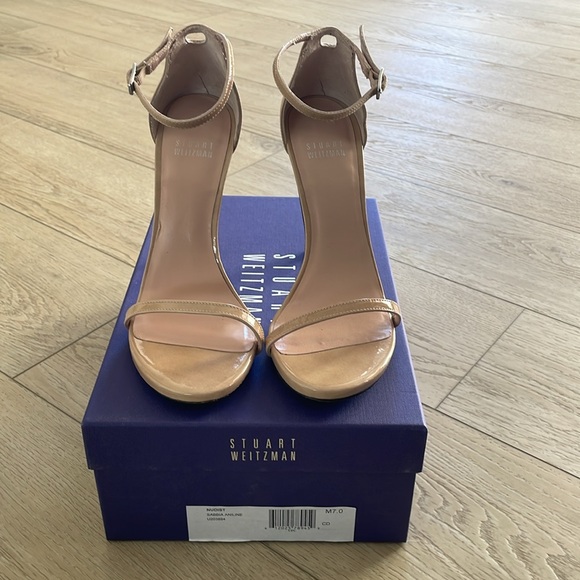 Stuart Weiztman Nudist sandal high heel size 7 sabbia aniline MINT! - Picture 2 of 7